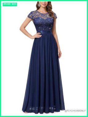 Sequin Lace A Line Maxi Dress Bridesmaid Formal Party